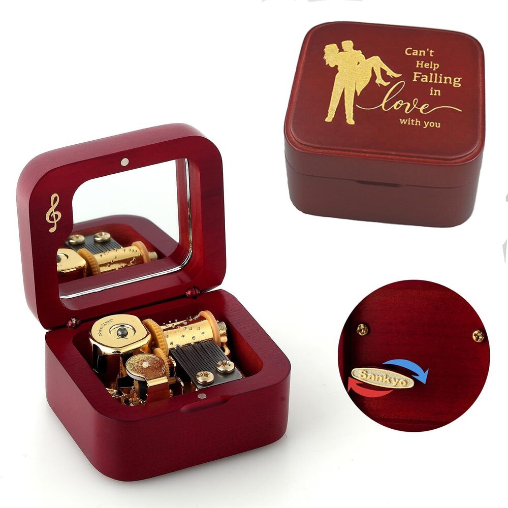 8995 Natural Solid Wood Music Box with Pause Function Gift for Birthdays